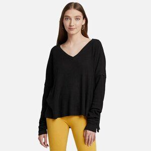 Wild Fable Black V-Neck Cozy Ribbed Long Sleeve Top Size XXL